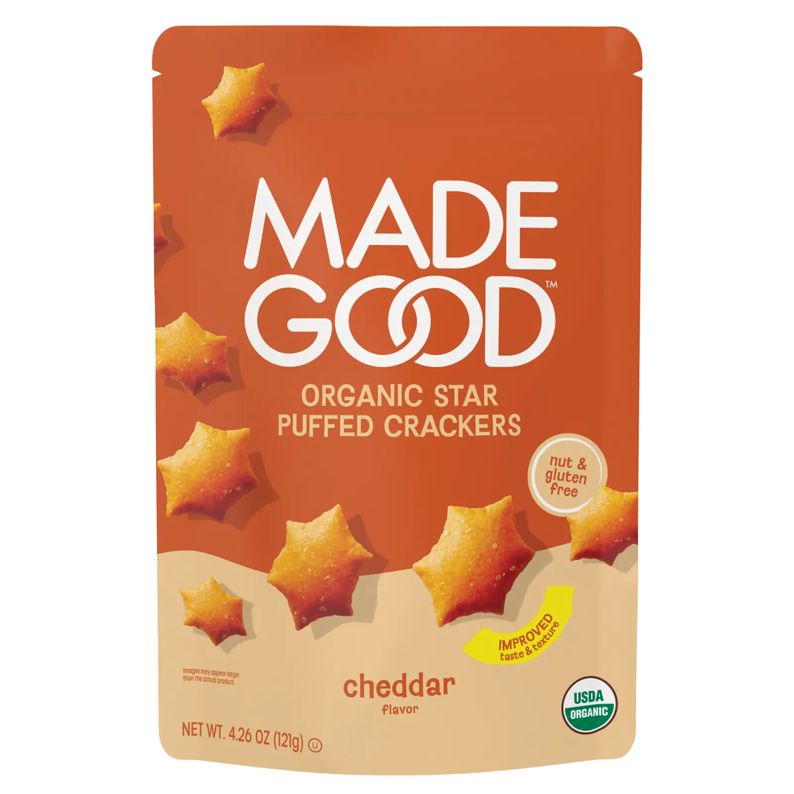 MadeGood Star Puffed Crackers – Cheddar